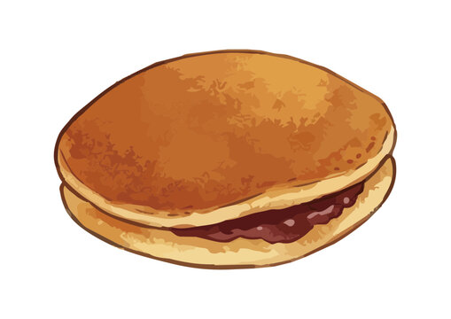 Fresh and Appetizing Dorayaki Illustration with Glossy Texture／シズル感のあるみずみずしいどら焼きのイラスト