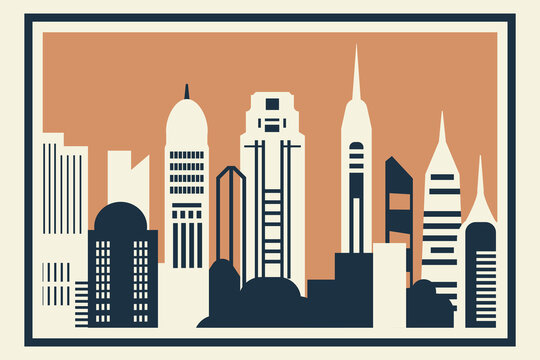 Nashville city skyline poster with iconic landmarks, skyscrapers, urban high-rises in retro duotone vector design. America Tennessee state travel guides, city art prints, social media placard