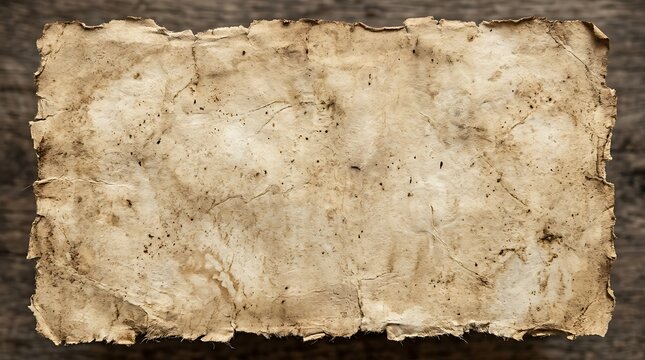 Old vintage paper scroll with burnt edges and rough texture on dark surface