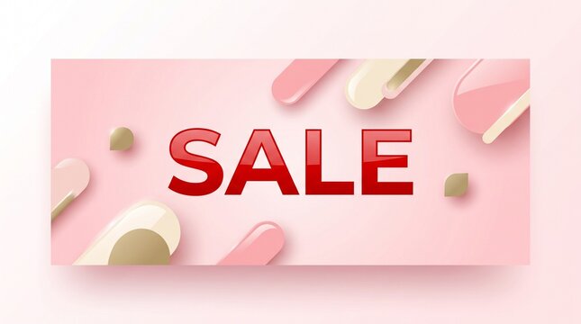 Modern Red SALE Label on Pink Background with Stylish Retail Advertising Composition