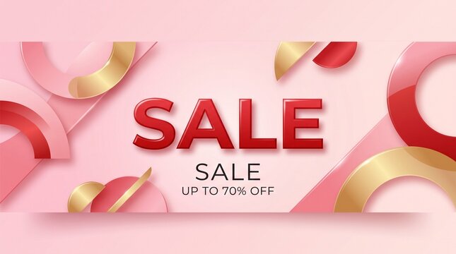 Modern Red SALE Label on Pink Background with Stylish Retail Advertising Composition