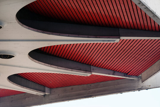Detail of a former petrol station in Ljubljana, Slovenia