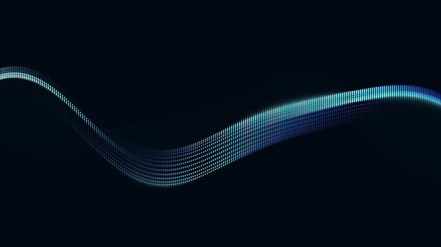 Abstract blue wave background with flowing light trails. Futuristic motion graphic featuring glowing neon lines on dark backdrop. Elegant digital stream for corporate video transitions.