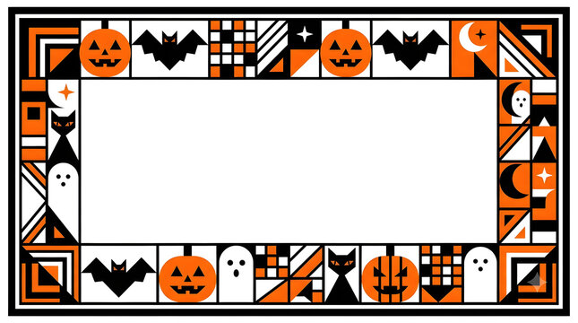 Halloween Decorative Border Collection with Spooky Autumn Frame and Copy Space. Halloween Border. Halloween Background