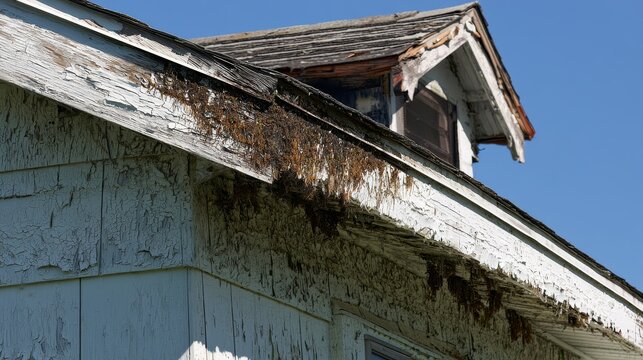Residential property showing exposure and wear from lack of proper upkeep, with deteriorated surfaces and aging materials illustrating home maintenance, neglect and repair needs
