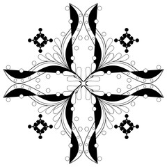Star Mandala Tattoo Stencil and Fine Line Ornament. Sharp symmetrical star mandala motif tailored for tattoo stencils and modern graphic elements.  © Anchan