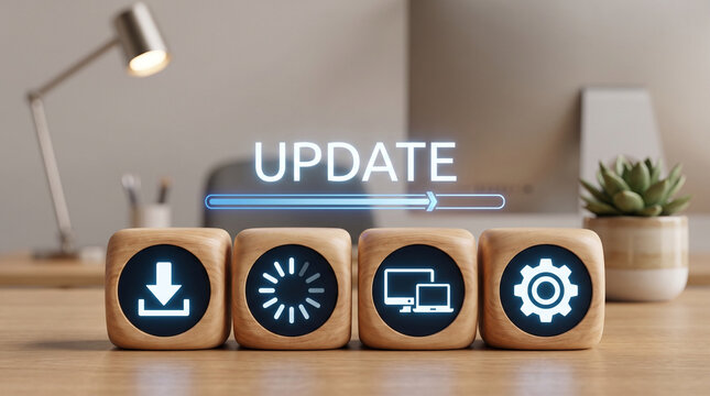 Software Update Download Progress With Device Compatibility and Settings Icons
