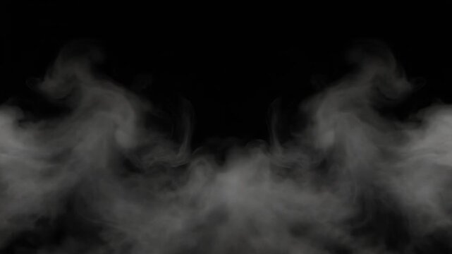 White smoke swirling against a dark black background