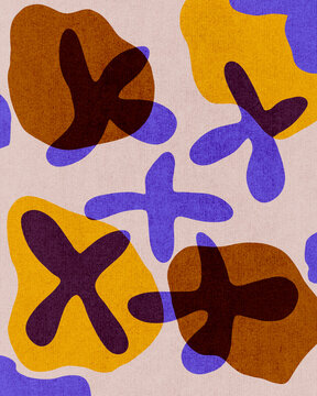 Abstract art stylized shapes, colors and patterns