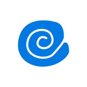 Hand drawn sea shell with spiral swirl. Vector flat illustration. Minimalist and simple icon on isolated background