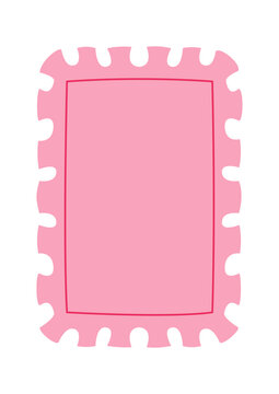 Decorative pink frame with wavy ruffled edge. Vector flat illustration. Ornamental border for invitations, greeting cards, valentine's day and wedding designs.