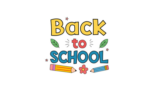 Back to School Decorative Text Vector Illustration