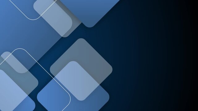 Abstract geometric background with overlapping rounded squares soft gradients and copy space for modern business animation