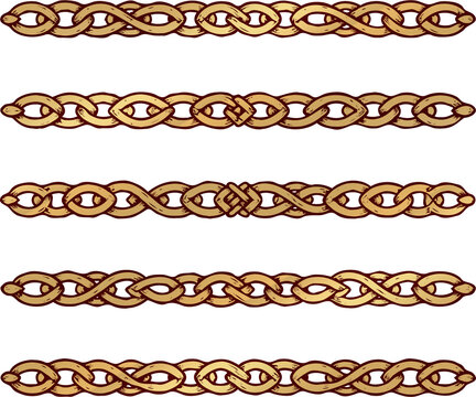 Set of silhouettes braids borders. Twisted Rope Decorative Elements design. Barbed  illustration. Barbwire hand drawn doodle. Elegant Spiral motifs. Intertwined Chain Link, Thorn, and Scribble Line. 