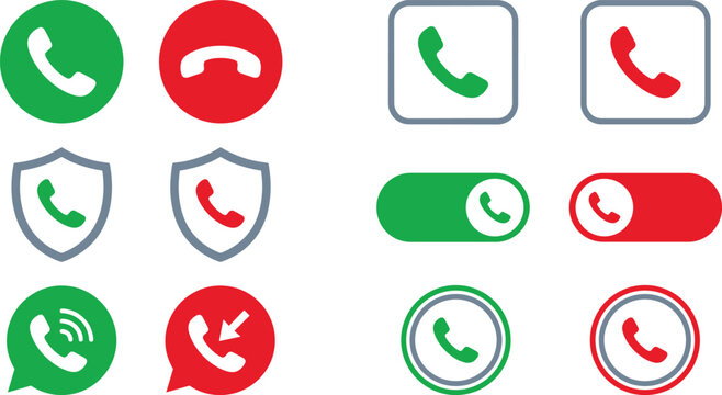 Phone call interface buttons vector icons set with incoming outgoing decline slide answer secure and speech bubble symbols