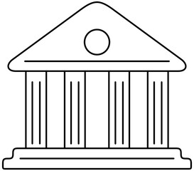Fototapeta premium A stylized illustration of a classic historic building featuring prominent columns and wide front steps, representing a bank, courthouse, or government institution.
