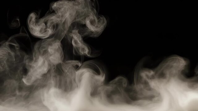 White smoke swirling against a black background