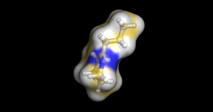 Coniceine, hemlock toxin, 3D molecule 4K spinning
