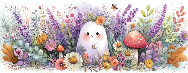 Obraz premium Charming creature among colorful flowers.