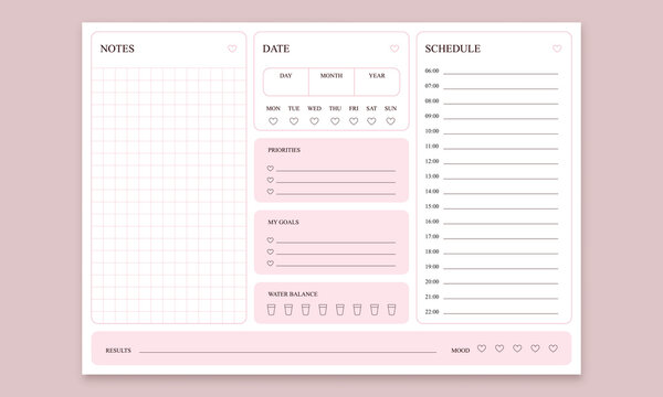 Daily planner template a4. To Do List Planner Page. Priorities and goals layout, notes and oth. Printable Daily Organizer.
