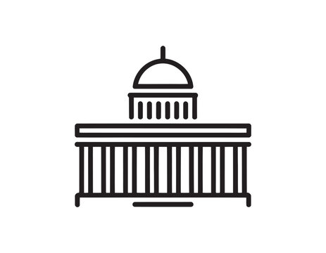 Simple line icon of a government building or capitol with a dome and columns