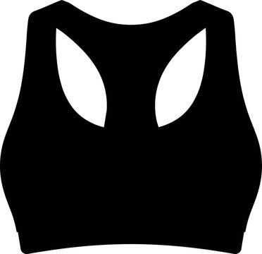 Black sports bra racerback top silhouette vector icon isolated on white background for design