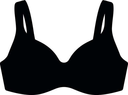 Black women bra silhouette vector icon isolated on white background for fashion design