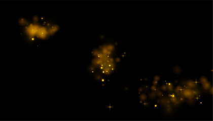 Bright yellow sparkles scatter across glowing night light. Fine dust creates a dreamy magical texture. Perfect for festive backgrounds, holiday advertising, and Christmas vector overlays PNG. © Ole moda