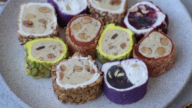 Turkish delight or lokum is a traditional Eastern sweet made with nuts. Turkish delight, lokum