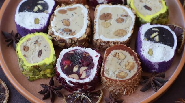 Turkish delight or lokum is a traditional Eastern sweet made with nuts. Turkish delight, lokum