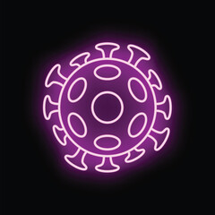 Coronavirus covid 19 pathogen creating pink purple light outline on black background