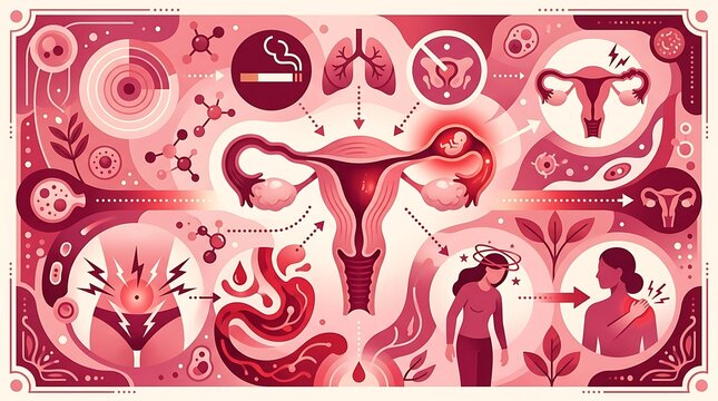 Female reproductive health and medical anatomy infographic diagram
