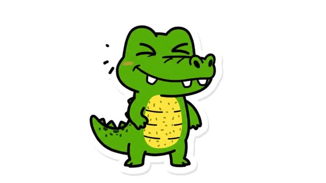 Cute cartoon crocodile stickers showing different happy emotions