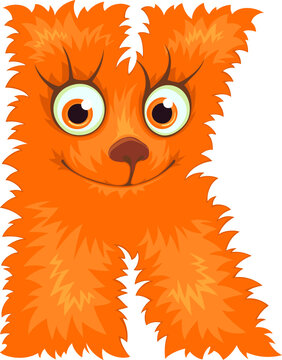 Alphabet letter K. Font of cute monster.	