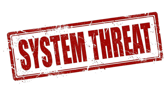 System Threat red rubber stamp isolated on white background