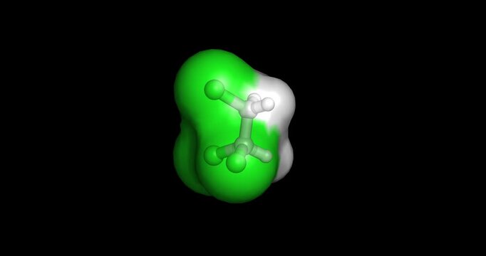 1,1,2-Trichloroethane, hazardous volatile organic compound (VOC) solvent and environmental pollutant utilized as a chemical intermediate, 3D molecule spinning, 4K
