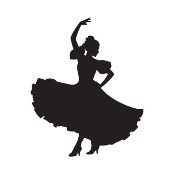Flamenco dancer silhouette illustration on a white background