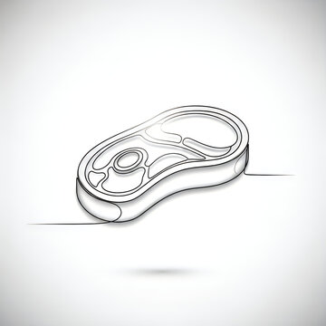 Continuous Line Art Drawing of a Thick Raw Beef Steak Illustration