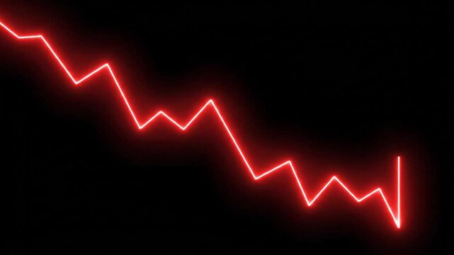 Red glowing jagged line on black background representing data fluctuation