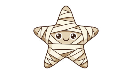 Fototapeta premium Cute cartoon star mummy character wrapped in bandages for halloween