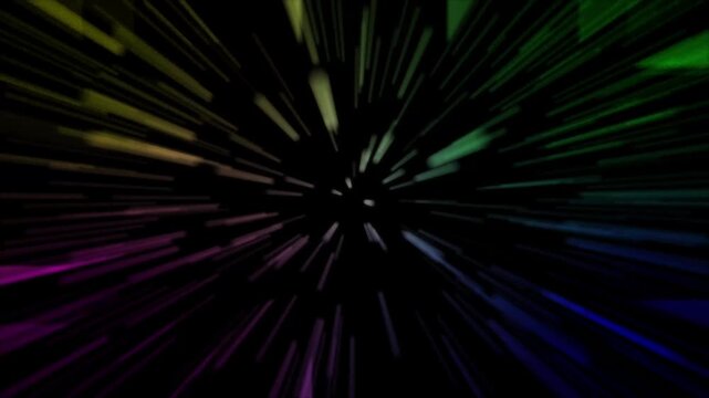 Abstract hyperspace warp speed background, with colorful light, streaks and motion, blur