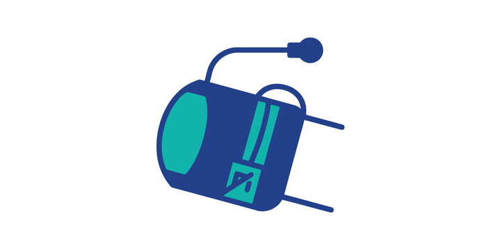Satellite equipment icon with blue and cyan details for space technology.