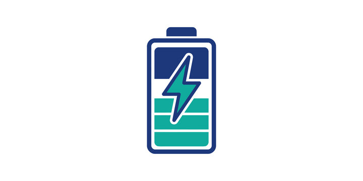 Charging battery icon with lightning bolt for power energy management.