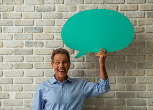 Excited Man Speech Bubble.