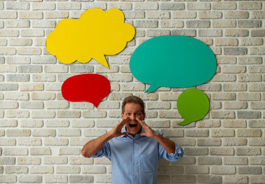 Man Shouting Multiple Messages.
