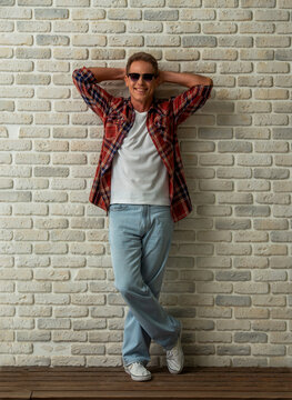 Relaxed Man Wearing Sunglasses.