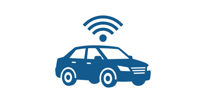 Connected car icon blue color representing smart automotive mobility.