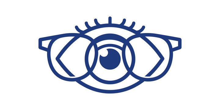 Abstract eye symbol with blue circular shapes for vision optical concept.