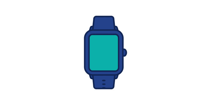 Smart watch flat icon with blue and teal colors for wearable technology.