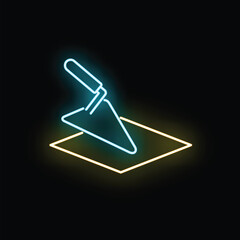 Obraz premium Neon light trowel outlining construction and masonry work